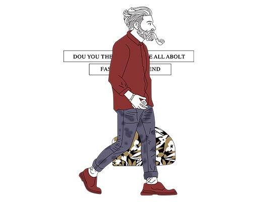 卡通男人矢量提包的男人英文字母矢量时尚男人矢量