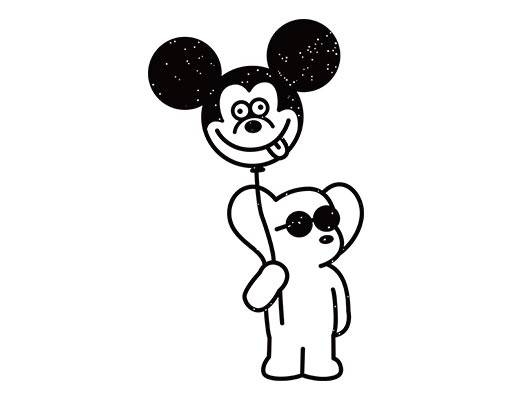 拿起球的小象线条图案米奇头像米奇气球矢量戴墨镜的小熊剪影