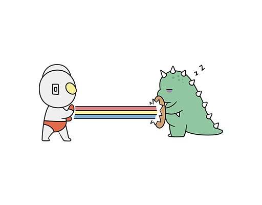 卡通奥特曼矢量卡通恐龙矢量男装图案奥特曼打小怪兽小恐龙