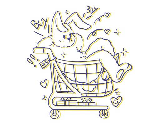 可爱卡通矢量卡通兔子线条矢量英文字母矢量卡通购物篮矢量推车矢量