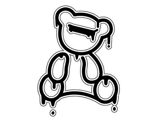 手绘小熊矢量黑色小熊线条泼墨卡通小熊矢量小熊剪影矢量素材