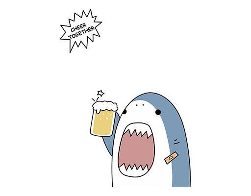 鲨鱼矢量素材英文字母矢量啤酒鲨鱼简笔画卡通动物