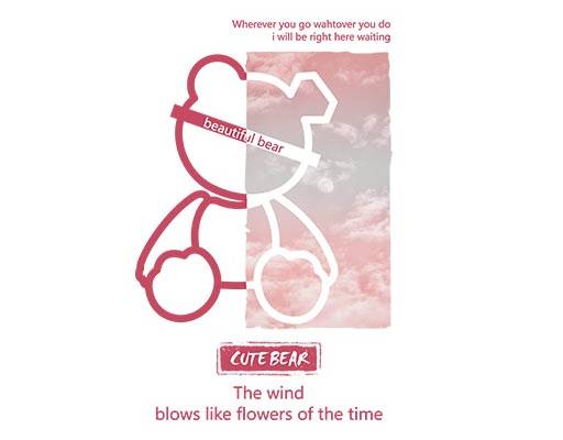 卡通小熊矢量英文字母云彩小熊矢量线条简约小熊抽象小熊