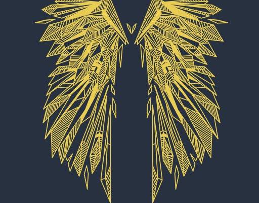 翅膀矢量素材金色翅膀翅膀线条矢量几何翅膀图案黄色翅膀