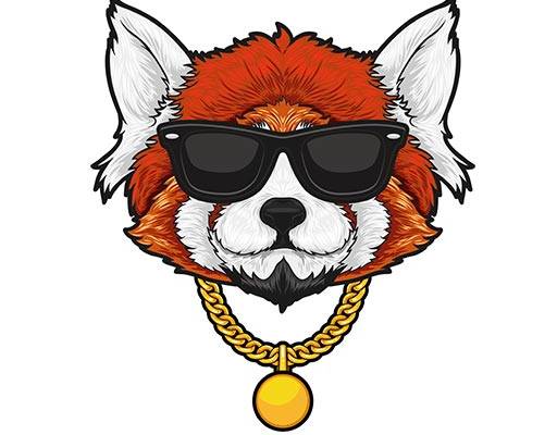 卡通动物矢量狐狸头像矢量素材戴眼镜的狐狸金色项链