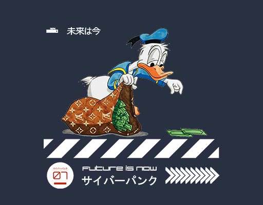 唐老鸭矢量捡钱的唐老鸭卡通印花素材矢量迪士尼动画图案