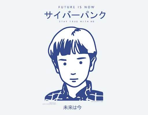 简笔画男孩日本文字图案蓝色小男孩图案卡通人物矢量素材