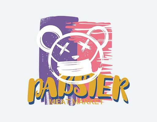 卡通小熊矢量戴口罩的熊矢量印花图案简笔画小熊英文字母熊矢量