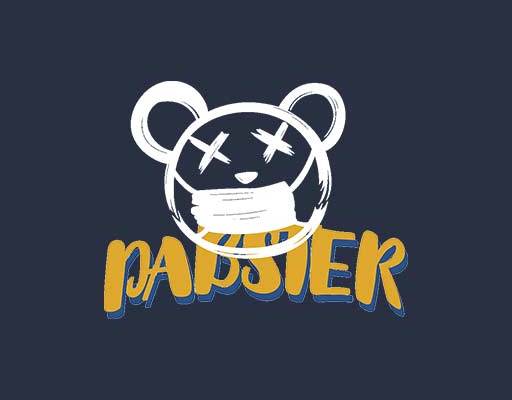 戴口罩的熊矢量字母图案手绘熊头矢量男装印花素材矢量