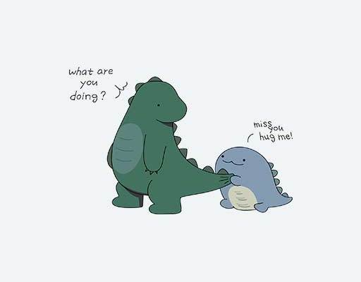 卡通恐龙矢量两只恐龙印花素材可爱恐龙情侣装动物矢量