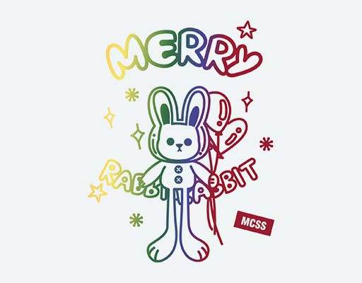 卡通兔子矢量彩色线条兔子矢量英文字母卡通矢量素材手绘兔子