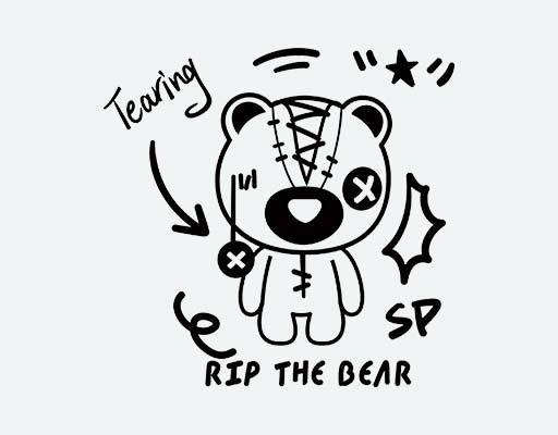 卡通小熊矢量素材线条小熊图案手绘小熊印花字母