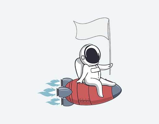 宇航员矢量卡通人物矢量火箭矢量旗帜矢量卡通人物矢量