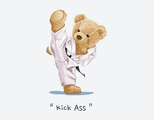 卡通小熊矢量练武功的小熊矢量手绘卡通小熊跆拳道小熊矢量