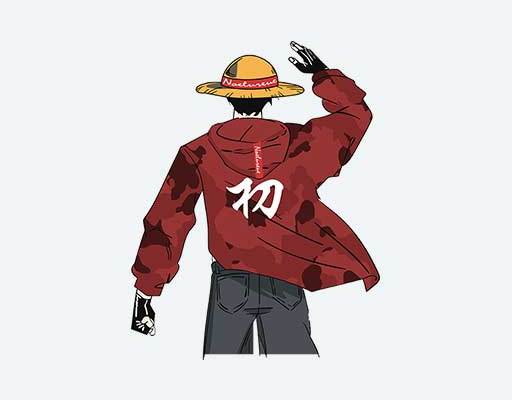 ONE PIECE海贼王背影矢量卡通男孩背影戴帽子的男孩矢量动画片人物矢量