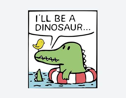 手绘恐龙矢量卡通动物矢量英文字母矢量游泳的恐龙