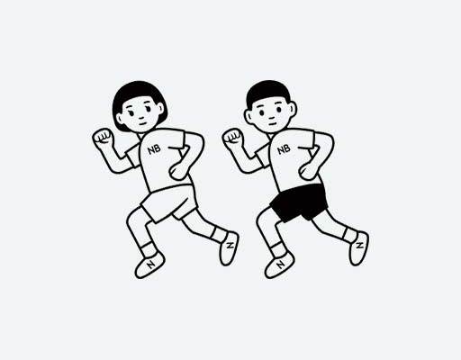卡通女孩矢量NB男孩女孩New Balance卡通人物矢量人物简笔画矢量跑步男孩跑步女孩