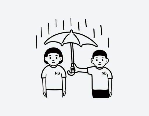 新百伦打伞的男孩女孩矢量男孩女孩简笔画矢量new balance图案