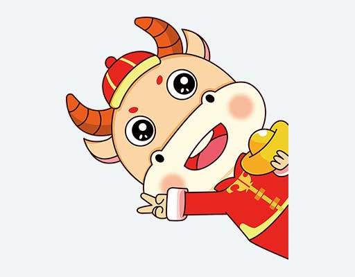 卡通牛矢量可爱卡通动物矢量拿金元宝的牛矢量喜庆牛图案