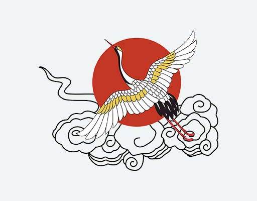 仙鹤矢量丹顶鹤矢量太阳矢量祥云矢量一只仙鹤