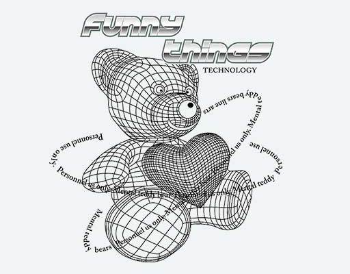 3D可爱小熊矢量小熊 线条矢量印花英文字母熊图案