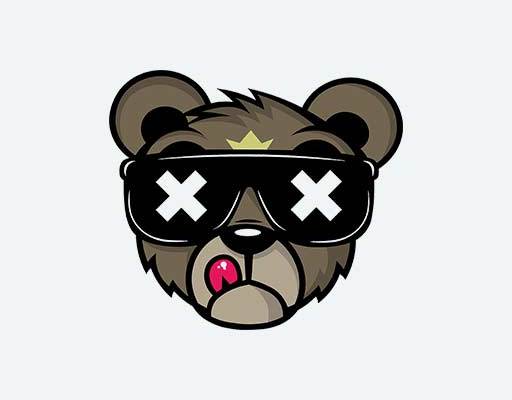 戴墨镜的小熊矢量印花字母可爱酷酷小熊头像