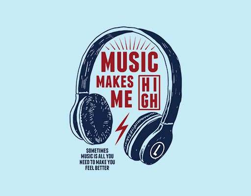 耳机矢量素材卡通印花素材英文字母矢量耳麦音乐图案