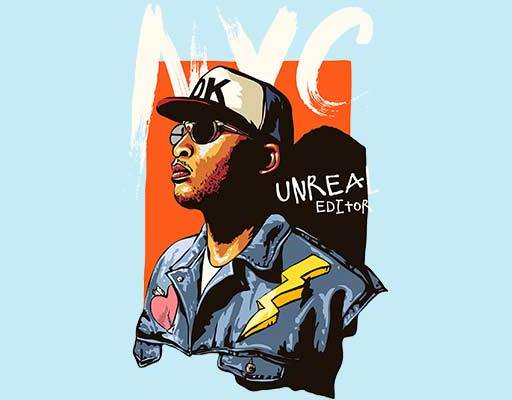 男人矢量素材戴帽子的男孩矢量卡通NYC矢量欧美人物矢量