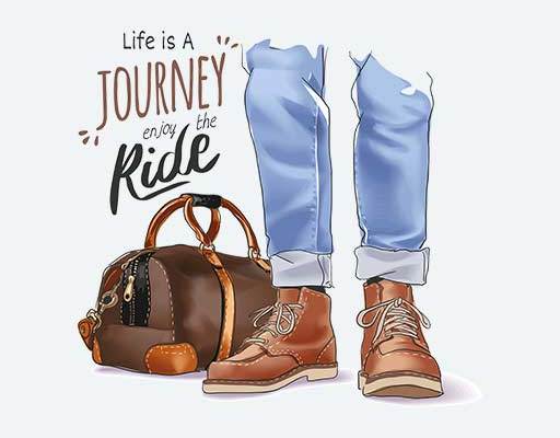 卡通男人矢量素材男人脚步矢量牛仔裤矢量背包图案男手提包鞋子图案