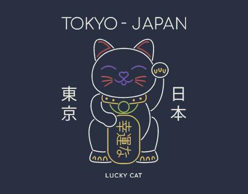 招财猫矢量素材TOKYO JAPAN 东京日本风格图案线条猫可爱猫咪