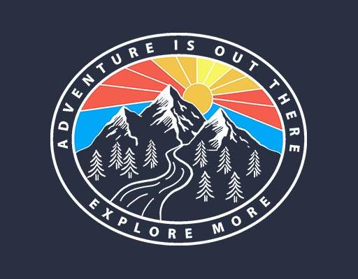 山峰矢量素材卡通太阳森林图案日出日落图案圆形图案山河流