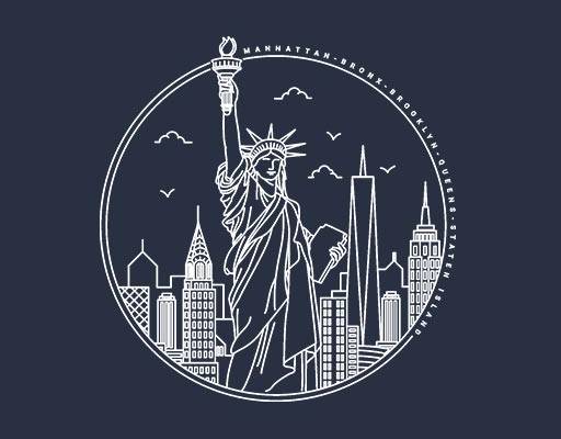 自由女神图案纽约建筑物矢量素材建筑线条线条自由女神雕塑图案