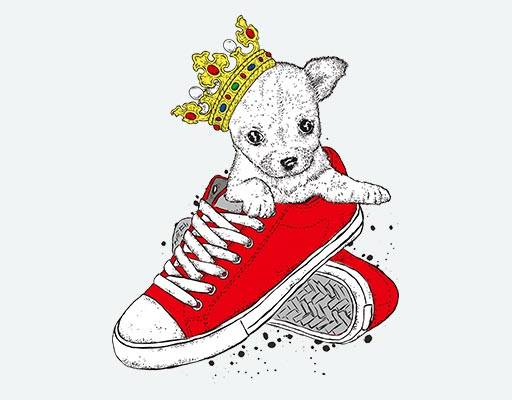 卡通动物矢量可爱小狗矢量鞋子消息戴皇冠的狗小奶狗