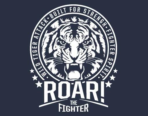 老虎矢量素材卡通圆形矢量单色动物矢量怒吼老虎