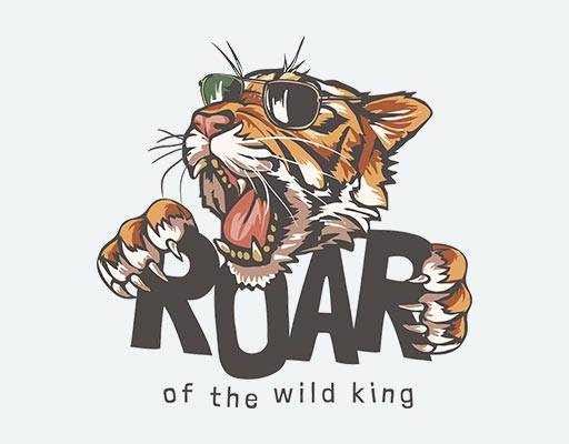 老虎矢量英文字母戴眼镜的老虎动物矢量ROARA怒吼的老虎动物
