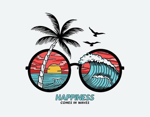 夏日风景矢量海浪椰子树矢量海鸟眼镜矢量日出日落矢量海洋