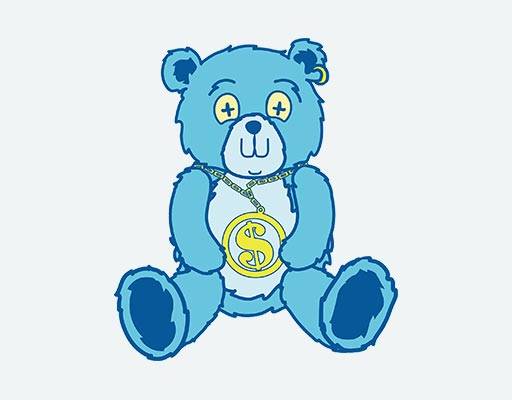 蓝色小熊矢量项链小熊简约小熊矢量手绘小熊线条