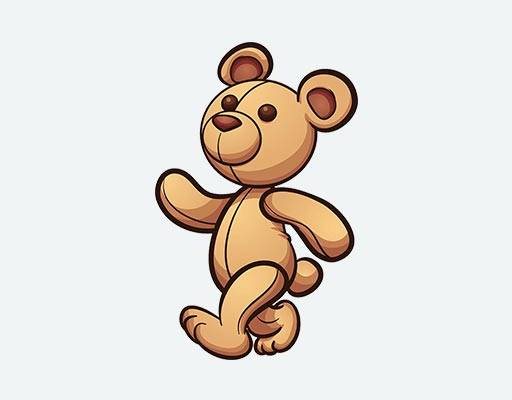 棕色熊矢量玩具小熊图案简约手绘熊走路的小熊动物公仔