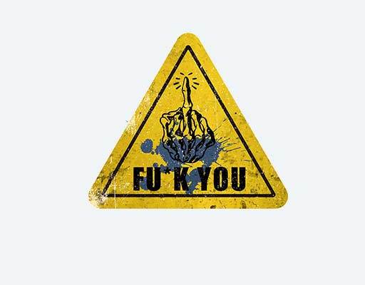 英文字母矢量黄色警示牌三角形图案骷髅手指