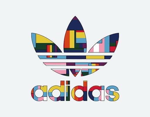 阿迪达斯adidas标志矢量英文字母彩色阿迪logo矢量方形彩色