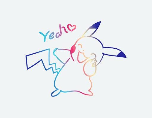 彩色皮卡丘矢量简约线条英文字母矢量卡通动物矢量炫彩卡通动物