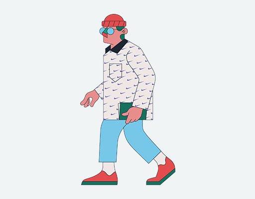 卡通人物矢量耐克标志矢量人物剪影矢量戴帽子的男人图案行走的男人