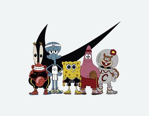 派大星海绵宝宝矢量素材耐克矢量图案卡通动画矢量图案