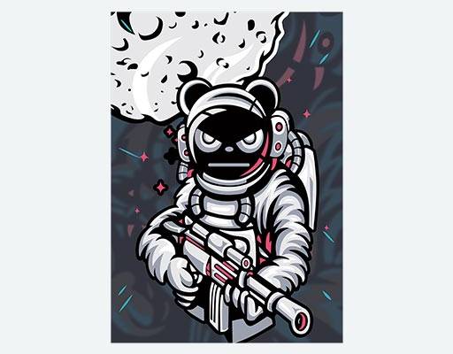 卡通熊猫矢量拿枪的熊猫动物矢量宇航员矢量星球卡通人物