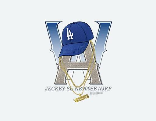 帽子矢量WA英文字母金色项链矢量la帽子图案渐变图案