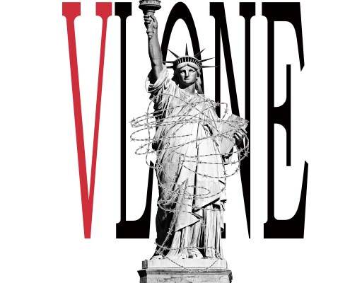 vlone自由女神像铁索英文字母矢量雕塑图案美国自由女神雕塑