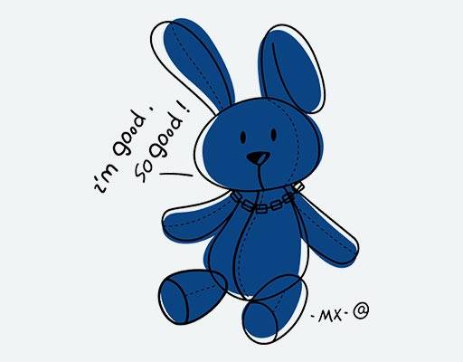 卡通手绘兔子矢量英文字母矢量兔子线稿矢量蓝色兔子绣花图案
