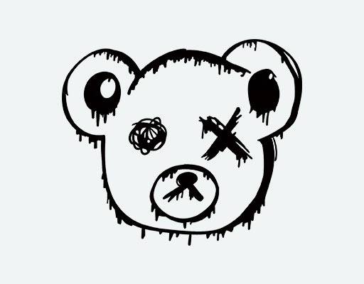 卡通手绘小熊头像矢量涂鸦小熊矢量黑色小熊头像