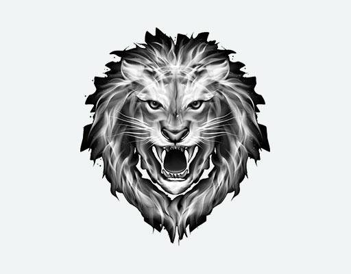 狮子头像矢量手绘狮子头卡通狮子动物头像矢量怒吼的狮子