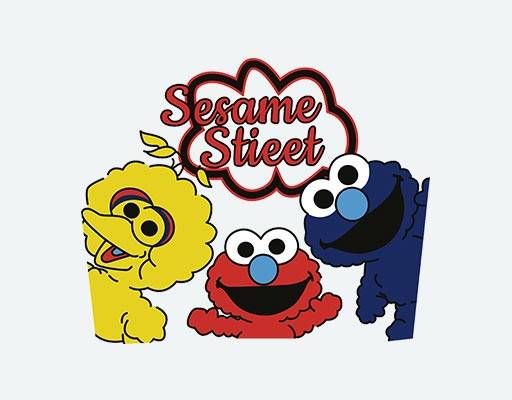 芝麻街矢量图案卡通矢量印花可爱毛绒玩具矢量英文字母矢量sesame stieet